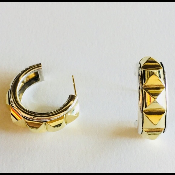 LAGOS Jewelry - Lagos Caviar 18k Gold 2 Tone 925 Hoop Earrings